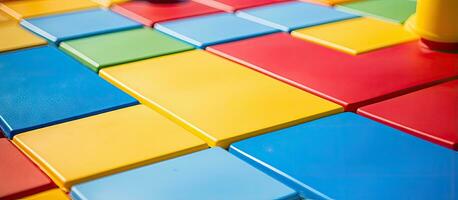 Colorful rubber flooring in a children s playground photo