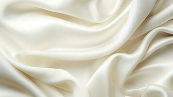 Ivory White Silk Fabric with Smooth Texture and Wave Pattern AI Generative photo