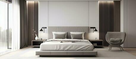 Stylish and cozy bedroom interior for home and hotel photo