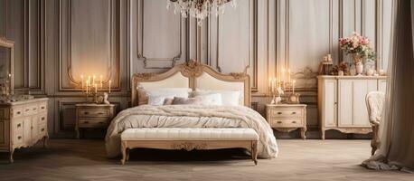 Timeless vintage bedroom furniture for a classic interior photo
