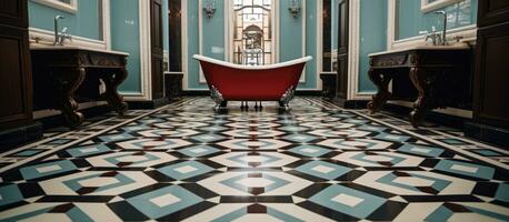 Special design ceramic flooring enhances the bathroom s elegance in Istanbul Turkey on April 28 2023 photo