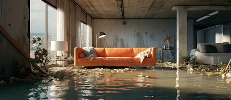 The house flooded internally photo