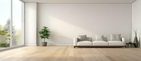 spacious and vacant living room in a newly furnished apartment photo