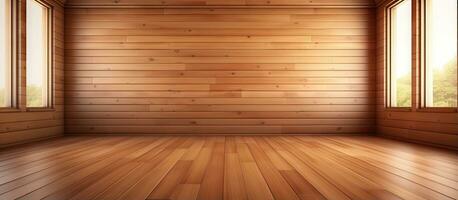 Designing an empty wooden interior photo