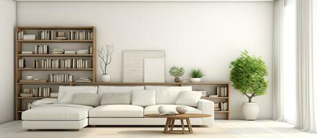 Modern furniture in white illustration of living room interior design photo