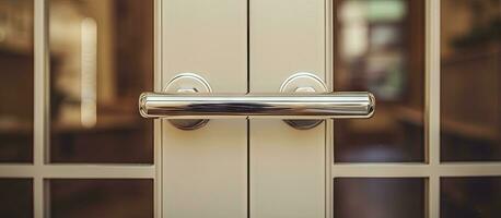 Beige door s metal handle photo