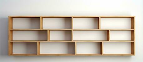 White background empty shelving unit photo