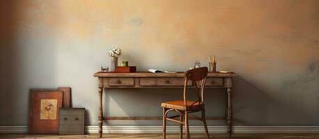 Antique desk and chair in a sunny study corner photo