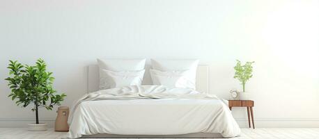 White bed in the bedroom dressed in white photo