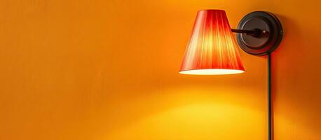 Yellow orange shade on wall mounted lamp photo