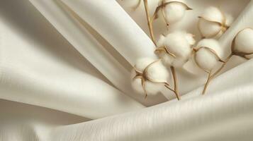 Elegant Decoration of White Silk and Cotton Flowers A Close-up Image of a Luxurious and Smooth Fabric with a Delicate Pattern AI Generative photo