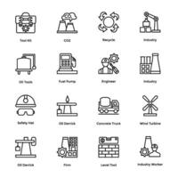 línea íconos de industrial y construcción vector