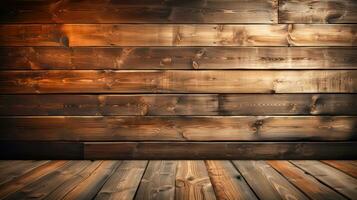 Wooden Wall and Floor with Planks and Knots Rustic and Warm Wood Background AI Generative photo