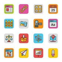 Web and Multimedia Elements Flat Icons vector