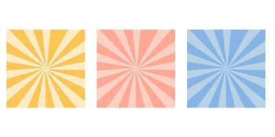 Groovy hippie background. Vector retro sunburst texture