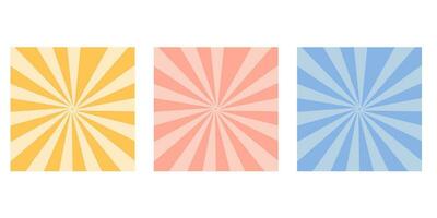 Groovy hippie background. Vector retro sunburst texture