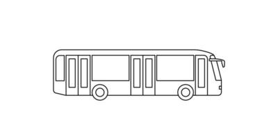 Bus for moving around city, public transportation model coloring line icon. Passenger transport. Side view. Vector sign outline