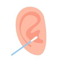 Ear stick for cleaning ear. Clean cotton swab. Hygiene and health care of cotton buds. Vector illustration