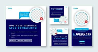 Business Webinar Social Media Post for Online Marketing Promotion Banner, Story and Web Internet Ads Flyer vector