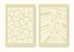 Set of abstract shapes and leaf on beige background. Summer elements illustration poster. vector