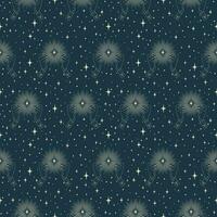 Halloween witchcraft with shining star seamless pattern. Outer space printed art. vector