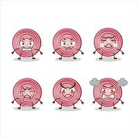 Slice of beet cartoon character with various angry expressions vector