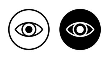 Eye line icon vector in circle. View, watch sign symbol