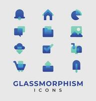 Glassmorphism Icon Set vector