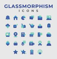 Glassmorphism Icon Set, 2 Color, RGB Color vector