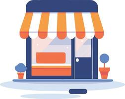 Storefront facade for online stores in UX UI flat style vector