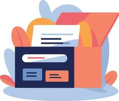 Office documents and equipment in UX UI flat style vector