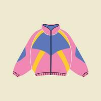 Classic 80s-90s elements in modern style flat, line style. Hand drawn vector illustration of retro or vintage sport jacket. Fashion patch, badge, emblem.