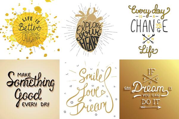 Set of motivational and inspirational vector hand drawn unique typography greeting cards, decoration, template, prints, banners and posters. Modern ink calligraphy. Handwritten vintage lettering.