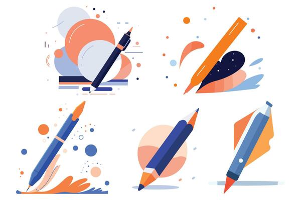 Pen and idea concept in UX UI flat style