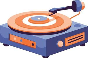 vintage record player in UX UI flat style vector