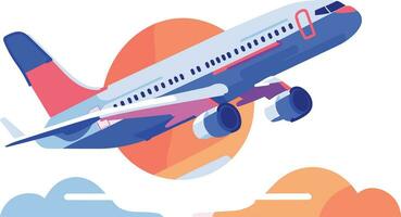 the plane is taking off in UX UI flat style vector