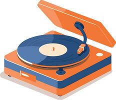 vintage record player in UX UI flat style vector