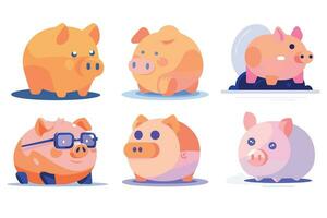 piggy bank in UX UI flat style vector