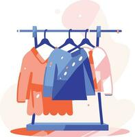 Clothing store and coat rack in UX UI flat style vector