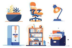 Office equipment in UX UI flat style vector