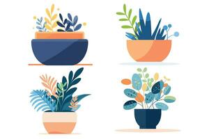 Plant pots for indoor use in UX UI flat style vector