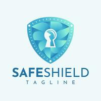 Digital technology cyber shield padlock abstract logo design vector