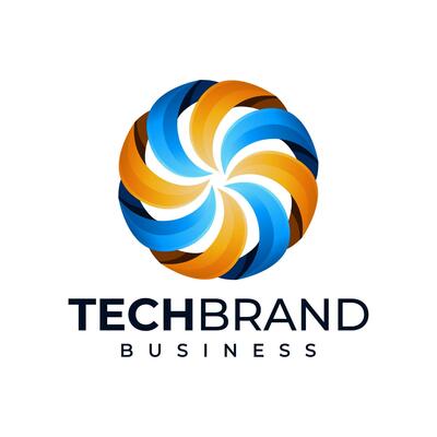 Digital technology abstract spiral line logo design template