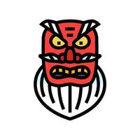 kagura dance mask shintoism color icon vector illustration