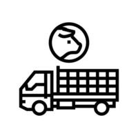 cerdo transporte camión línea icono vector ilustración
