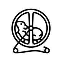 hamster in wheel pet line icon vector illustration
