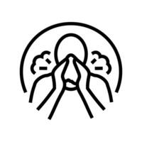 coughing sneezing disease symptom line icon vector illustration