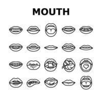 mouth character animation icons set vector