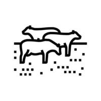vaca pasto línea icono vector ilustración