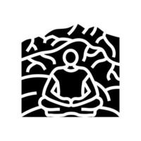 mountain retreat taoism glyph icon vector illustration